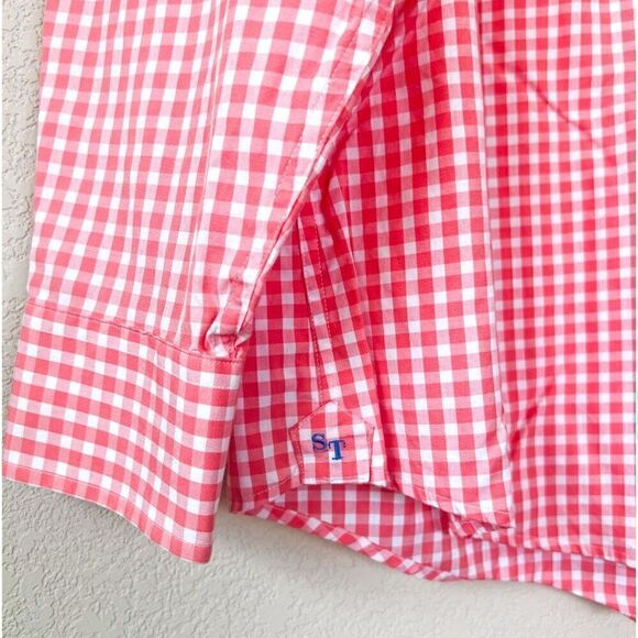 Southern Tide Men's Pink White Checkered Gingham Button Down Size Large - Picture 2 of 6
